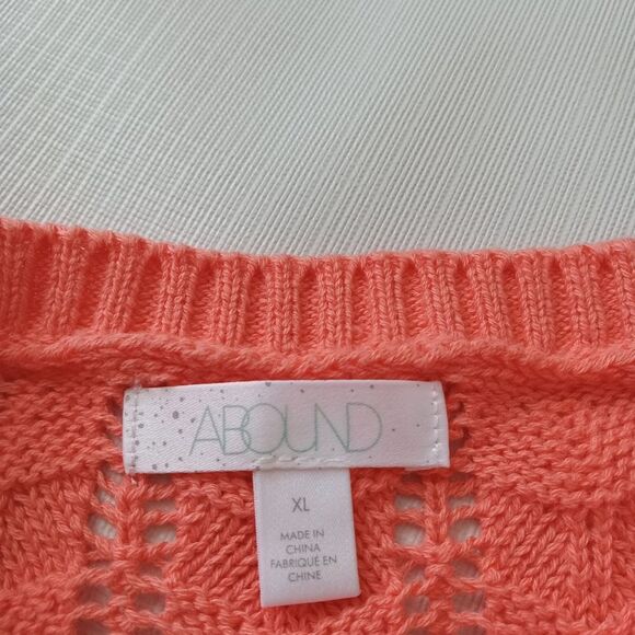 Abound Orange and Ivory Crew Neck Knit Long Sleeve Pullover Sweater Women's XL - Picture 4 of 13